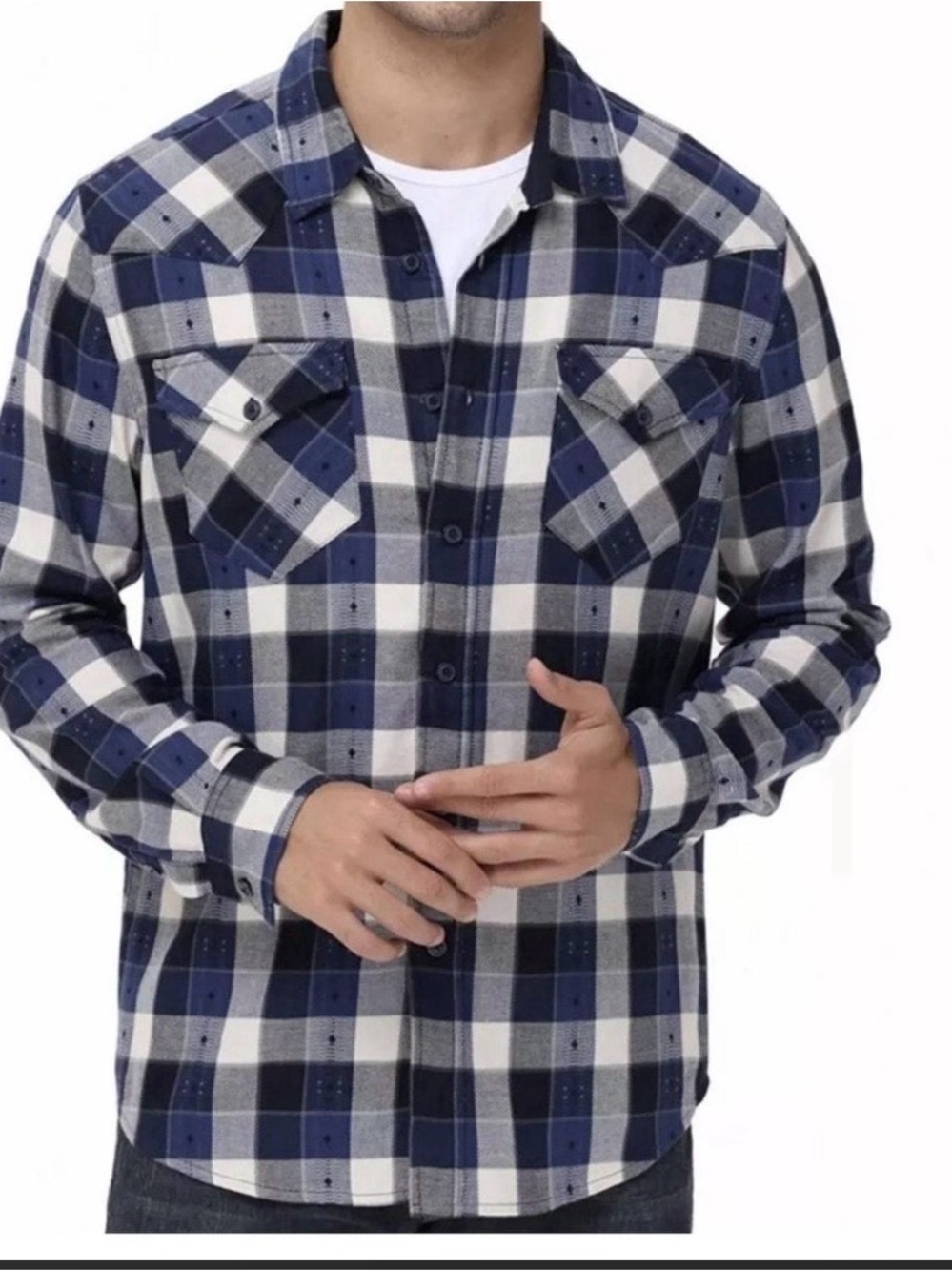 Frye Men Jacquard Flannel Deep Night Sky Shirt Size Small